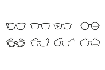 Eyewear and accessories line icon set. fashion, glasses, sunglasses collection