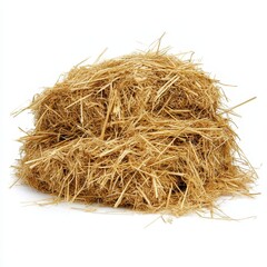 Obraz premium A Pile of Dry Straw Isolated on White Background.