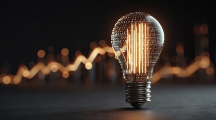 A bright idea illuminating financial growth, showing creative thinking with energy and business insight for success against uncertainty.