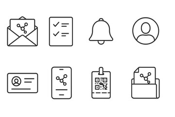 Communication, notification line icon set. email, profile, alert symbols collection