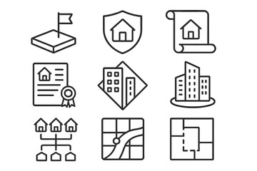 Real estate, architecture line icon set. property, building linear icons collection