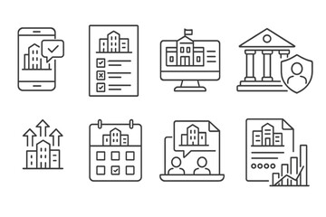 Fototapeta premium Business and finance line icon set. office, banking, commerce symbols collection