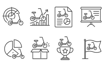 Fototapeta premium Business analytics line icon set. data analysis, report insights simple icons collection
