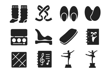 Fototapeta premium Ballet, dance silhouette icon set. performance and dancewear icons silhouette collection