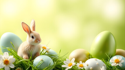 Fototapeta premium Green easter backgrounds. Generative AI