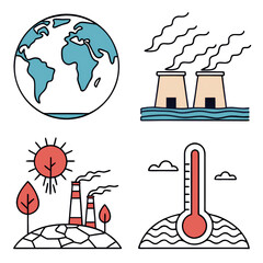 Climate Change Icons – Global Warming Vector Set