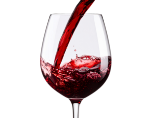 Vino Tinto Deslizándose Suavemente en Copa de Cristal – Vista Detallada Frontal PNG (2)