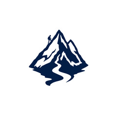 A vector illustration featuring a set of mountain icons with snow-capped peaks, symbolizing nature's majestic art