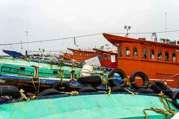 Ponnani fishing harbor, boat on the sea