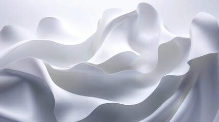 Obraz premium Abstract White Draped Fabric, Elegant Smooth Curves.