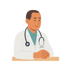 Fototapeta premium Male Doctor in Medical Mask with Stethoscope. Vector Illustration