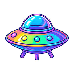 Fototapeta premium PNG Colorful UFO spaceship illustration.