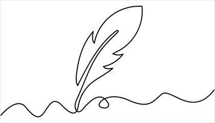 Continuous one line drawing of Bird feather Isolated on white background, Continuous Line Drawing of Feather Icon. Hand Drawn Symbol Vector Illustration.   © Creative Tania