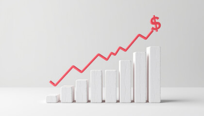 symbolic layout of rising revenue chart emerging from startup pitch deck