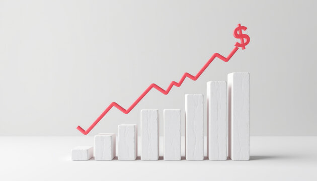 symbolic layout of rising revenue chart emerging from startup pitch deck
