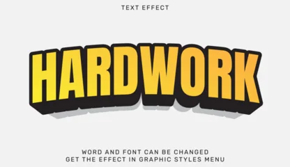 Fotobehang Positive Typography Hardwork text design with bold 3d yellow letters and black outline  © hyperbleh