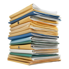 Mixed Paper Documents Piled Up Isolated on No Background