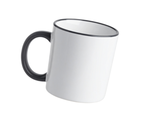  Taza Blanca Flotante con Asa Gris Oscuro – Mockup Minimalista PNG