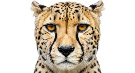 Fototapeta premium Captivating Close-Up of a Cheetah's Intense Gaze A Portrait of Wild Beauty and Natural Grace, Showing Feline Features