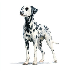 dalmatian dog watercolor illustration on white