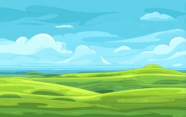 Obraz premium Cartoonish landscape of rolling hills