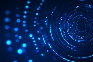 Illustration of abstract blue light circle background with futuristic technology and motion