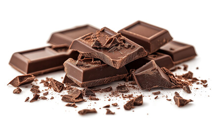 A pile of chocolate bars with some of them broken