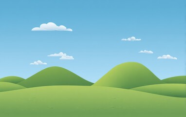 Obraz premium Cartoonish landscape with rolling hills and a clear sky (1)