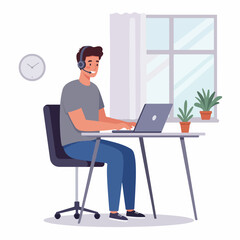 Focused Businessman Working at His Desk