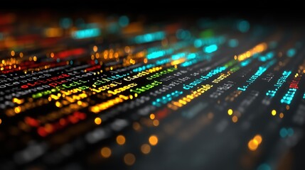 Digital Code on Computer Screen with Colorful Lines of Programming Text
