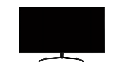 Modern large black TV isolated on transparent background