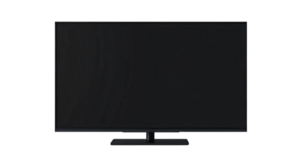 Modern large black TV isolated on transparent background