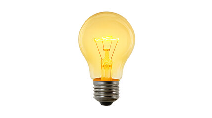Glowing lightbulb illuminates with bright filament isolated on transparent background