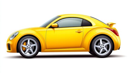 Naklejka premium Vibrant yellow car isolated on white study in automotive minimalism bright