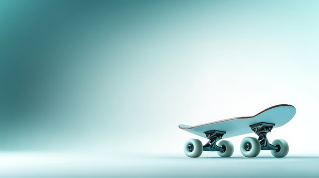 Dynamic skateboard on vibrant blue thrilling display of tricks and style