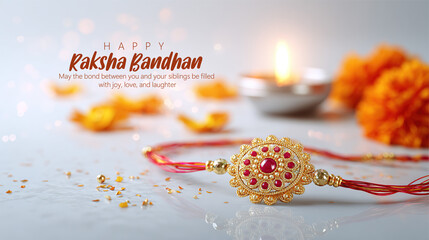 Celebration of Raksha Bandhan with Beautiful Rakhi and Festive Decorations
