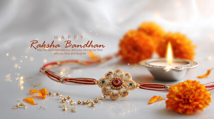 Celebration of Raksha Bandhan with Beautiful Rakhi and Festive Decorations