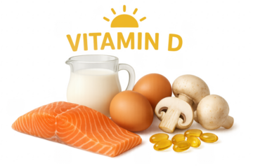 Fresh Foods Rich in Vitamin D on Transparent Background