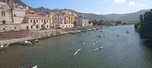 view of the old town of Bosa Sardinia Italy