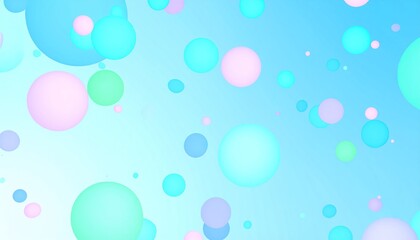 Abstract Background With Floating Spheres In Pastel Colors And Gradient Blue Backdrop