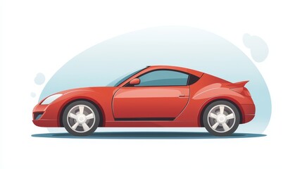 Striking red sports car in flat design minimalist automotive illustration sleek