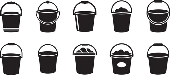 Bucket Vector | Utility Container Illustration for Cleaning and Household Use