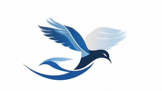 Abstract Blue Bird Design on White Background