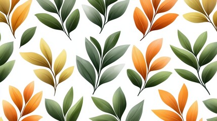 Fototapeta premium Seamless leaves pattern vector lush green foliage for backgrounds and textiles