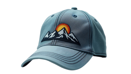 Isolated Baseball Cap with Mountain and Sun Embroidery