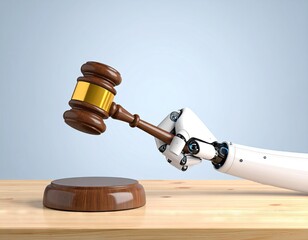 Robotic hand holding gavel