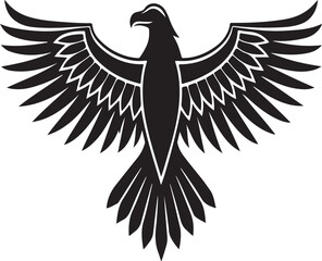 Majestic black eagle illustration with extended wings and symbolic representation of freedom