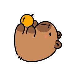 Cute Capybara Playing with Orange 