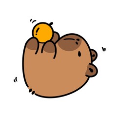 Capybara Struggling with Orange