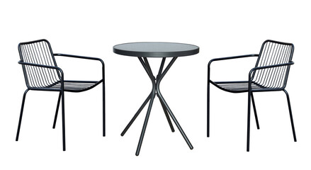 round table and chairs isolated on white background. outdoor furniture